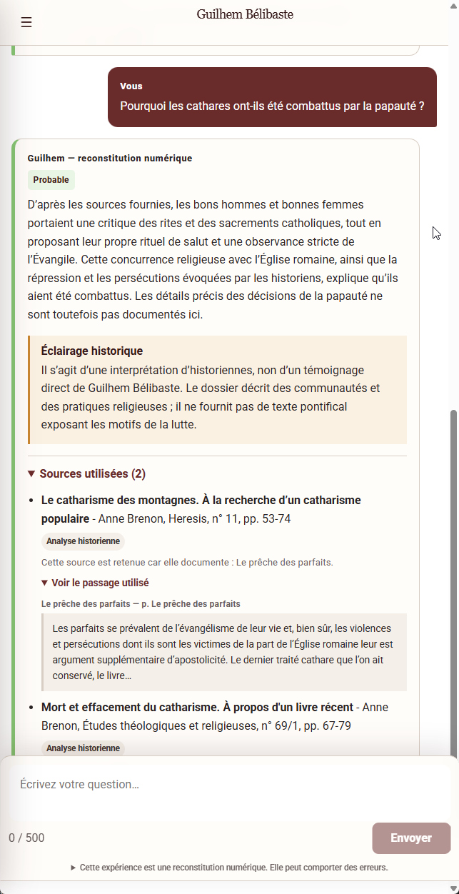 On mobile, documentary caution, sources and confidence remain readable.